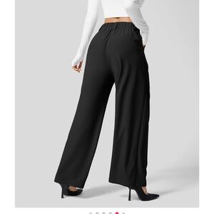 Halara High Waisted Side Pocket & Wide Leg Waffle Casual Pants - Large, Black